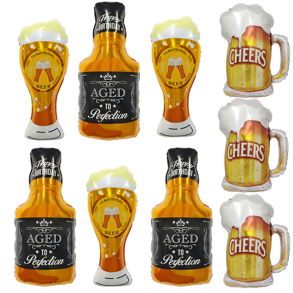 Wine Or Beer - 3 whiskyglazen, 3 vrolijke bierpullen, 3