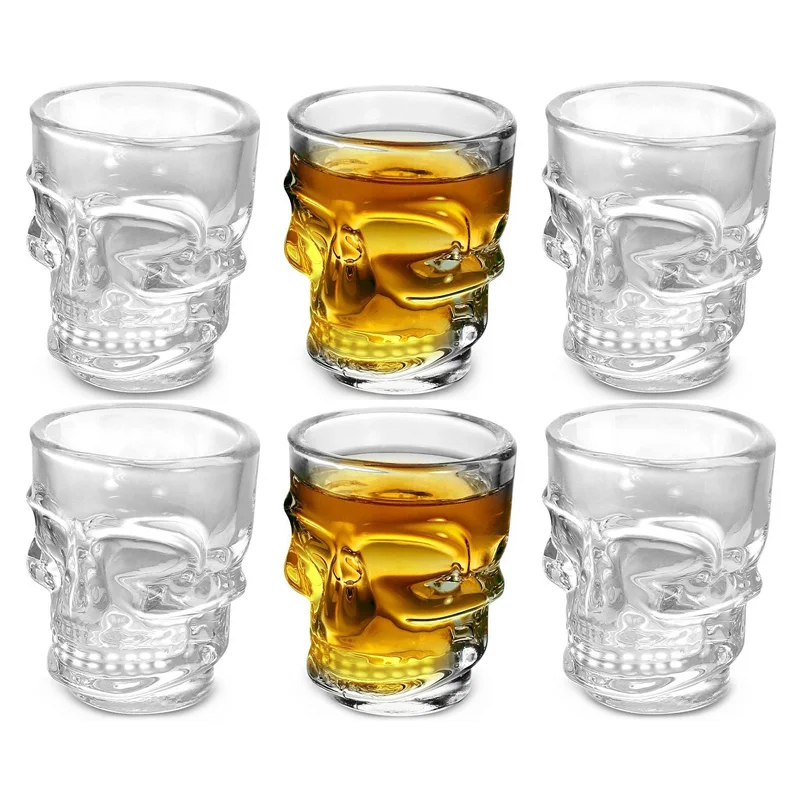 Wine To Beer To Liquor - 1/2 Stuks Schedel Hoofd Shot Glazen