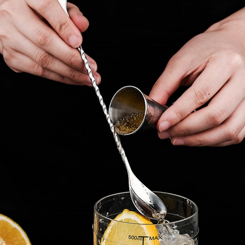 Bar Spoon Twisted - Menglepel voor cocktaildrank Hoogwaardige roestvrijstalen spiraalpatroon