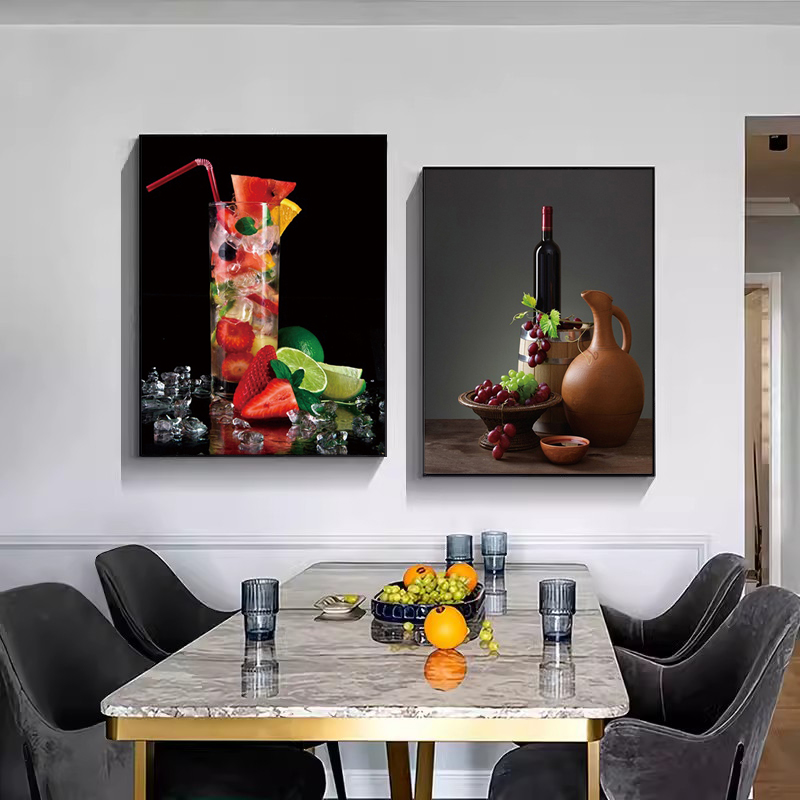 Wine Beer Restaurant - Keukenbar Rode Wijn Druivenbier Wandkunst Canvas