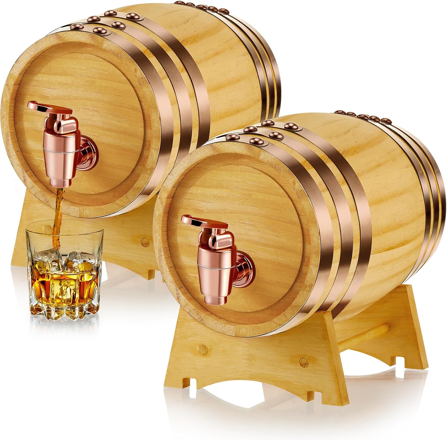 Wine Beer Tequila - 2-pack 2 liter houten vatdispenser met