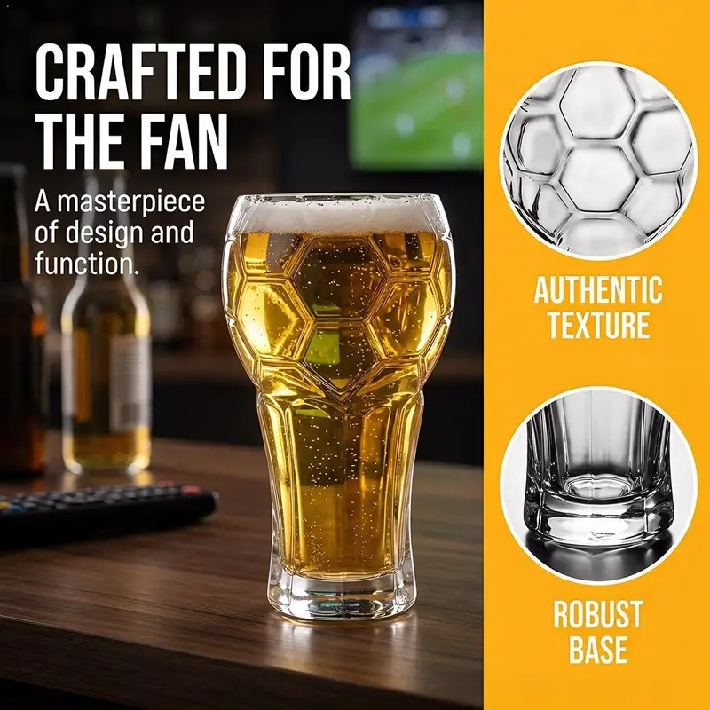 Wine Beer Tequila - 1/2 stuks 600ML Voetbal Bierglas Creatief