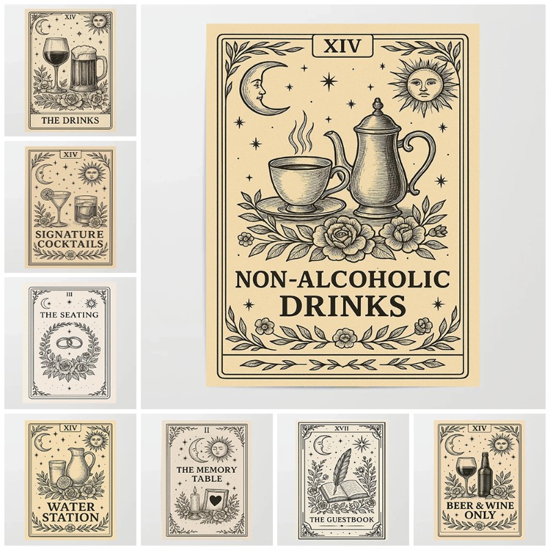 Vintage Tarot bruiloft poster  - Wine Beer Menu recensie en prijs