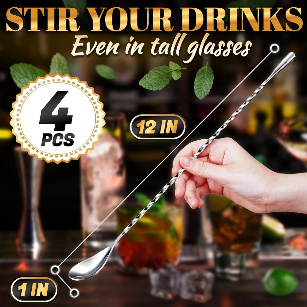 4-delige barlepelset, 30 cm la - Bar Spoon Twisted recensie en prijs