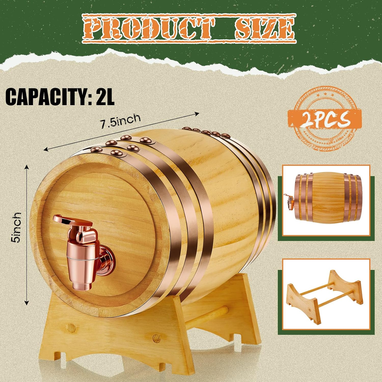 2-pack 2 liter houten vatdispe - Wine Beer Tequila recensie en prijs
